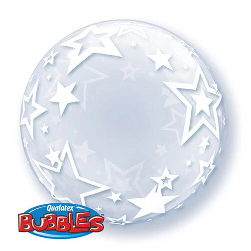 Qualatex 22" Stars Print Deco Bubble balloon-Pk